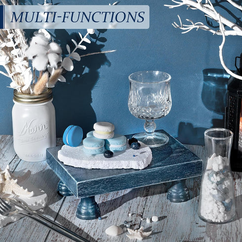 Decorative Display Risers for Home Decor, Wood Pedestal Stand for Kitchen and Countertop Organizer
