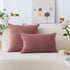 Home Brilliant Pink Pillow Cover 18x18 Striped Velvet Corduroy Decorative Throw Pillows for Girls Room, Dry Rose Pink