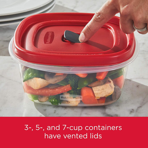 Rubbermaid 16-Piece BPA-Free Plastic Food Storage Set with Red Vented Lids, Microwave & Dishwasher Safe