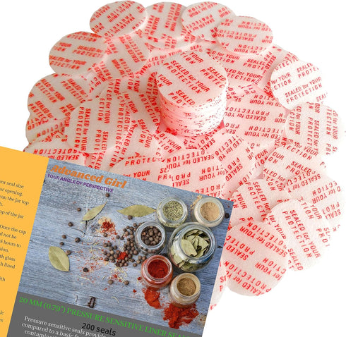 Torque Activated Pressure Sensitive Seals Cap Liners, 20 mm (0.78"), 200 PCS for Glass & Plastic Bottles