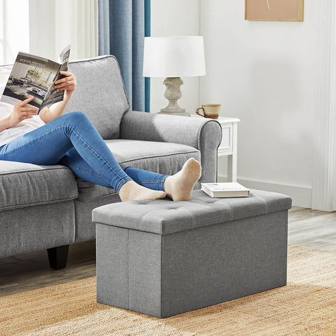 30 Inches 21 660 lb, ULSF001G02 SONGMICS MAZIE Collection - Ottoman Storage Bench, Gal. Folding Chest with Breathable