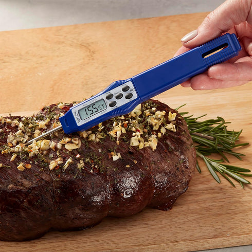 Taylor 9877FDA Digital Food Thermometer, Compact Waterproof, 2.81 Inch Stem, FDA-Recommended Probe, Blue