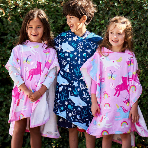 Baba & Bear Hooded Towel for Kids Swimsuit Cover Up for Beach, Pool, Bath (Unicorn)