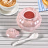 Porcelain Sugar or Salt Bowl with Lid and Spoon, Ceramic Spice Keeper, 9 Ounce, Pearlescent Pink Design