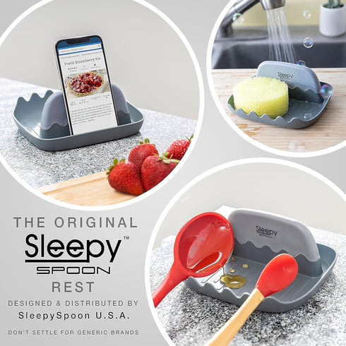 SleepySpoon Spoon Rest for Kitchen Counter, Pot Lid Holder and Spoon Holder, Keeps Countertops Clean