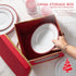 Simplify Holiday Salad Plate Dinnerware Storage Box, 9.45 Inch, Christmas China with 12 Felt Dividers for Tableware