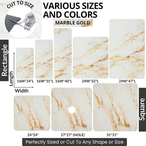 ENKOSI Non Slip Loofah Shower Mat - Soft Shower Rug for Inside Shower - Bath Mats for Shower (White Gold Marble 40x16)