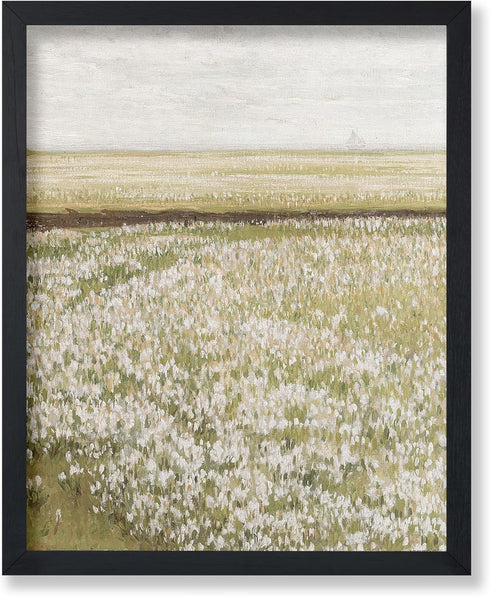 Poster Master Vintage Field of Blooming Wildflowers Poster, Spring Landscape Print for Farmhouse, Living Room or