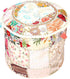 Stylo Culture (16x16x13) Indian Patchwork Pouf Ottoman Cover Round Embroidered Pouffe White Cotton Floral Traditional
