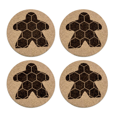Hexagon Meeple Board Game Coasters Set of 4