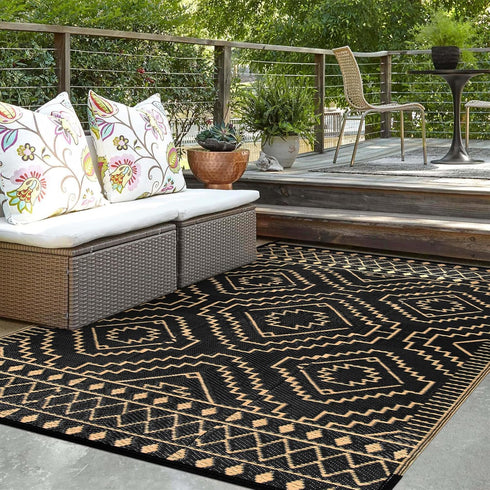 Wonnitar Outdoor Rug 5x8, Waterproof Reversible Plastic Straw Rug for Patio Clearance, Moroccan Area Rug