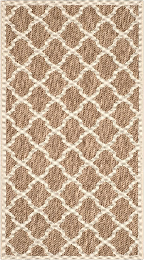 SAFAVIEH Courtyard Collection 2'7" x 5' Brown/Bone CY6903 Trellis Indoor/ Outdoor Splashproof Easy Scrubbing Patio Backyard Mudroom Area Rug by Safavieh