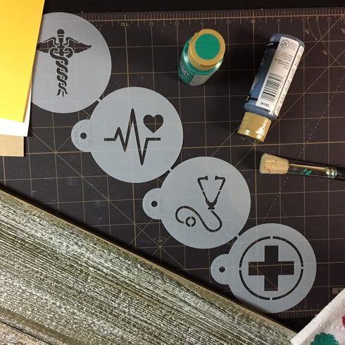 Medical Symbols Cookie Stencil Set C992 by Designer Stencils Beige/Semi-Transparent, 2.5 x 2.5