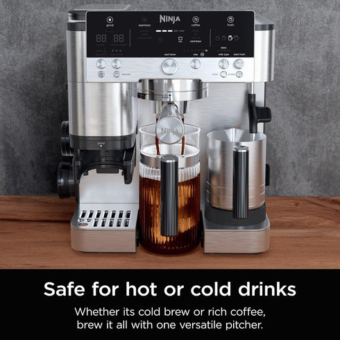 28 oz. Ninja Luxe Caf Shareable Pitcher, for Espresso and Coffee, Glass Carafe, Hot or Iced, Espresso Machine