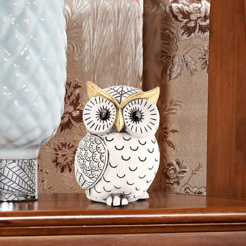 Owl Statue for Home Decor Accents,Owl Decor for Bookshelf Bedroom Living Room Office Table Desk Mantle TV Stand Boho