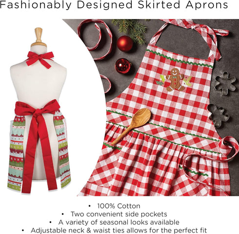 DII Kitchen Collection Gingham Check Apron, Red/Black