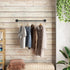 Industrial Pipe Wall Mounted Clothing Rack, Heavy Duty Space-Saving Garment Bar Rack, Detachable Multi-Purpose Hanging