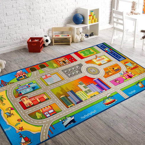 Booooom Jackson Kids Car Rug Play Mat 60x32 inches,Car Mat,Non Slip Kids