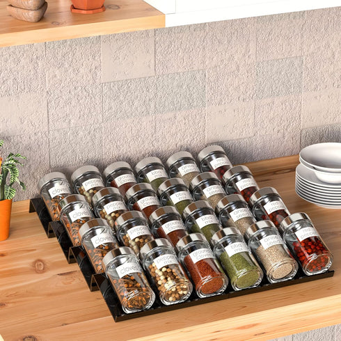 Adjustable Acrylic Spice Drawer Organizer Rack, Expandable from 8 Inch to 16 Inch for Seasoning Jars