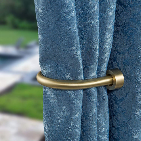 Premium Curtain Holdback - Set of 2 Quality Metal Decorative Holdbacks with Zinc Alloy Cap Finials, Rust-Proof, Brass
