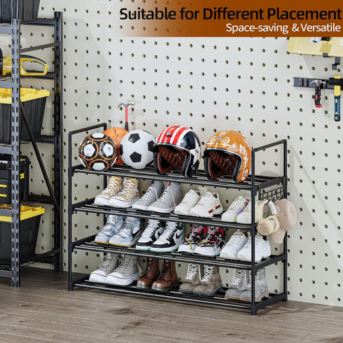 Saincustom 4-Tier Closet 4 Shoe Rack - Shoe Organizer with Adjustable Shelf Height, Sturdy Shoe Storage Shelf, Perfect