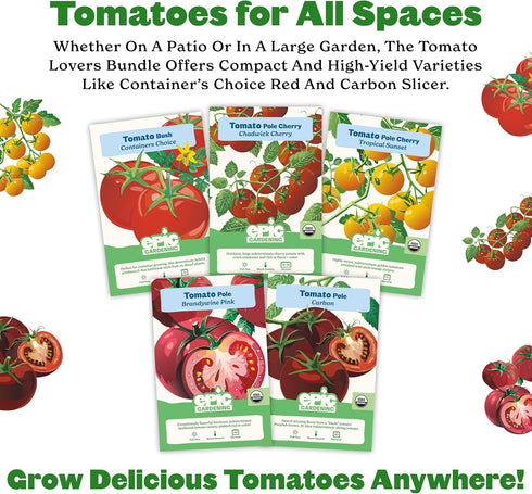 5 Sunset, Epic Gardening Tomato Lovers Seed Bundle - Juicy Varieties, Includes Brandywine, Chadwick Cherry & Tropical