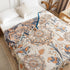 MEJU 100% 4 60 80 Round Flower Branch Boho Mandala Muslin All Season Throw Blanket for Bed Sofa Couch, Combed Cotton