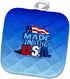 3D Rose Made in The USA On Blue Pot Holder, 8" x 8"