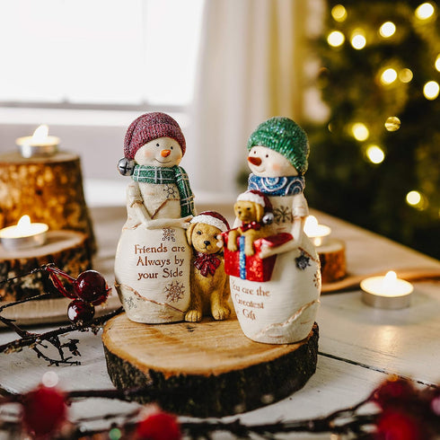 Pavilion Gift Company 5 Inch Collectible BirchHearts Snowman Figurine, "Friends are Always by Your Side"