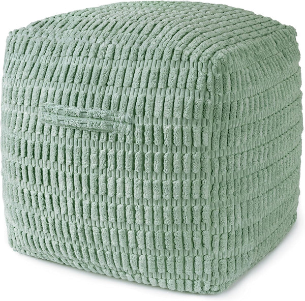 AELS Unstuffed Farmhouse Pouf Cover for Living Room, Boho Storage Bean Bag