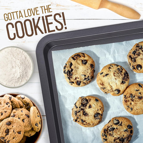 NutriChef 3-Piece Nonstick Cookie Sheets for Baking - Heavy Duty Steel Baking Pans Set