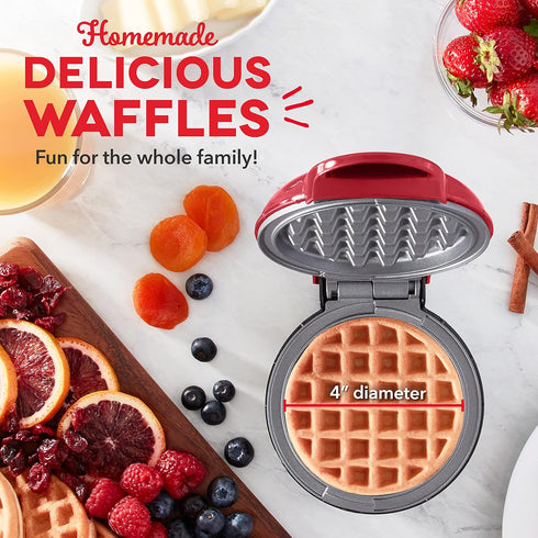 DASH Deluxe Mini Maker for Individual Waffles, Hash Browns, Keto Chaffles, Included Brush and Cord Wrap, Easy to Clean