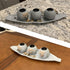 HD90403 3 Set allgala Wooden Candle Holder Tray Ball Orbs Tealight Centerpiece with Pebbles on Leaf Tray for Coffee