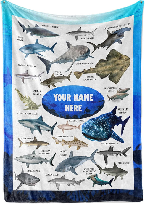 Personalized Shark Blanket for Kids - Ships Next Day and Made in