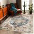 Retro Washable Area Rug 3'x5' for Living Room, Boho Chic Medallion Distressed Design, Indoor Non-Slip Large Oriental