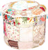 Stylo Culture Indian Patchwork Pouf Ottoman Cover Round Embroidered Pouffe White Cotton Floral Traditional