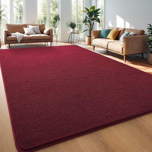 Burgundy Red Area Rugs for Bedroom Living Room, 4x6 Feet Indoor Memory Foam Rug, Modern Washable Shag Carpets