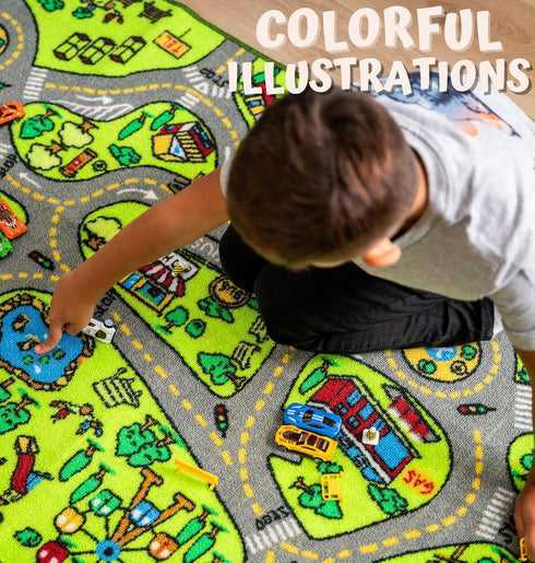 43 26 312 ToyVelt Carpet Playmat Kids Rug - Medium x Educational City Road Traffic Mat for Kids Ages - Preschool Rug