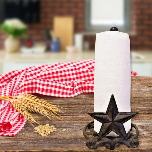 Country Countertop Countertop BestGiftEver Metal Star Rustic Paper Towel Holder - Freestanding Kitchen Decor