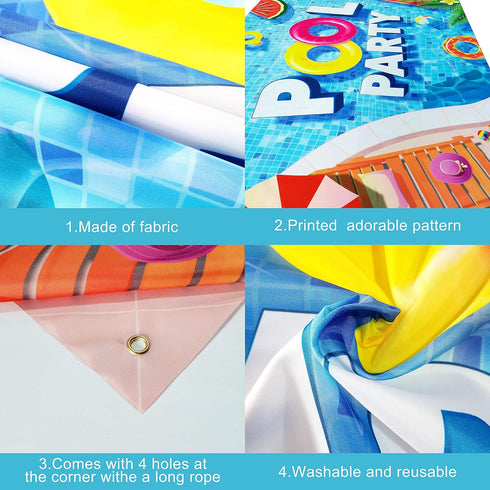 KatchOn XtraLarge Pool Party Backdrop - 72x44 Inch, Banner for Pool Party Decorations and Summer Party