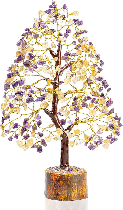 Amethyst & Citrine Crystal Tree of Life, Handmade Gemstone Tree, Feng Shui Decoration, Spiritual Gift, Healing Crystal