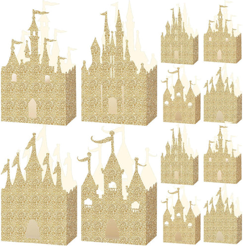 Geiserailie 20 Pieces Castle Box, Glitter Princess Candy Box for Favor Treat Gift, Baby Shower Wedding Supplies