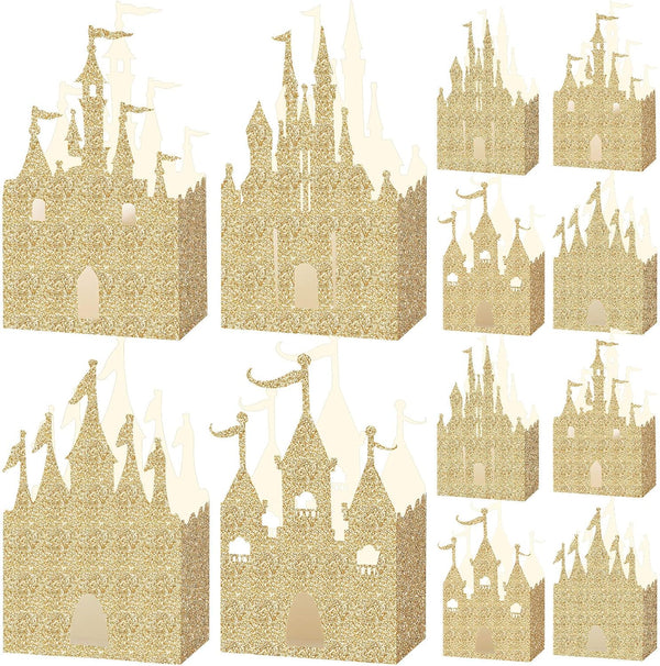 Geiserailie 20 Pieces Castle Box, Glitter Princess Candy Box for Favor Treat Gift, Baby Shower Wedding Supplies