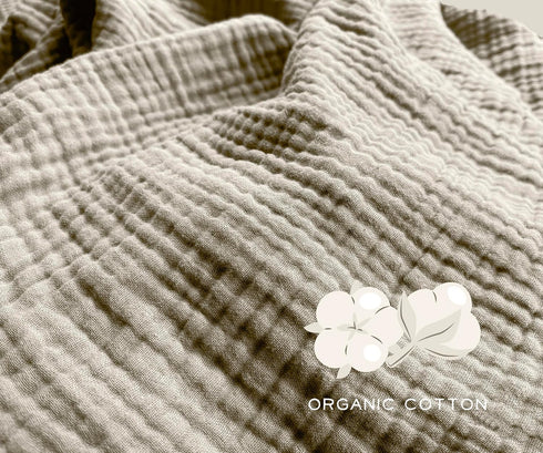 KyraHome 100% Organic Cotton Muslin Blankets, 50"x60" Lightweight Plant-Dyed Throw Blanket (Oatmeal Khaki)