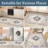 Vintage Rug 2x3, Washable Non-Slip Small Area Rug, Distressed Blue/Beige Print Door Mat for Entryway Kitchen