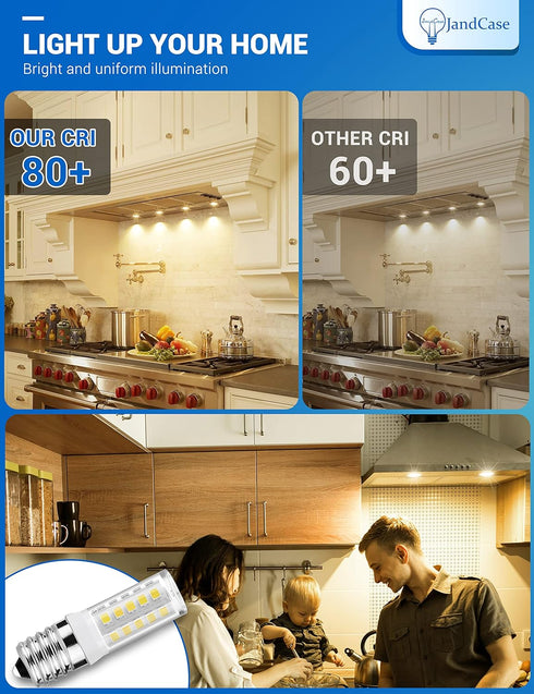 JandCase E17 LED Bulbs, Microwave Oven Light Bulbs, 40 Watt Equivalent Non-Dimmable, Warm White 3000K, 2 Pack