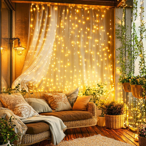 195 6.5 5 8 1 Pack Tuanse LED Curtain Tapestry Lights Backdrop String Lights, x Feet Hanging Fairy Curtain Light