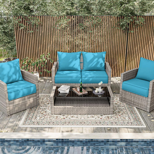 Set 22 24 5 Set Outdoor Patio Chair Cushions L X W X H Waterproof & Fade Resistant Deep Seat and Back Cushions