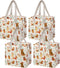 VENO 4 Pack Cute Dog Reusable Grocery Bags, Heavy-Duty Shopping Bags with Handles,