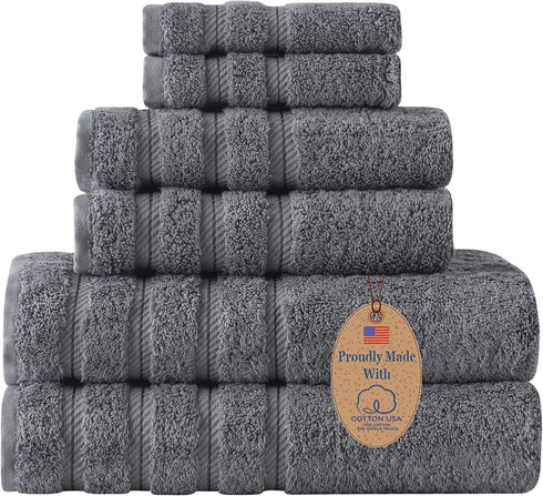 Classic Turkish Towels CTT - Luxury 6 Piece Towel Set, 100% USA